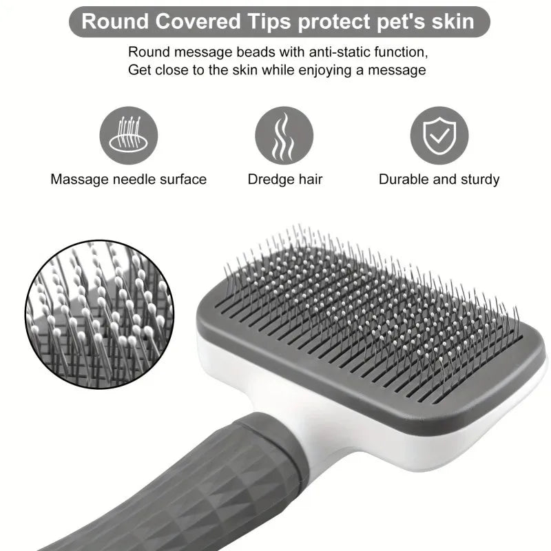 Self-Cleaning Pet Brush — One-Click Fur Removal for Dogs & Cats