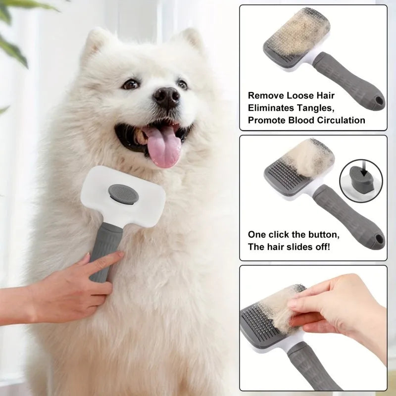 Self-Cleaning Pet Brush — One-Click Fur Removal for Dogs & Cats