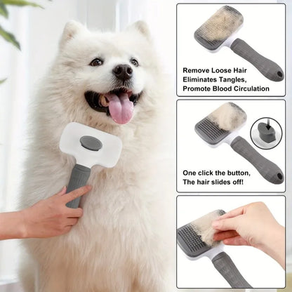 Self-Cleaning Pet Brush — One-Click Fur Removal for Dogs & Cats